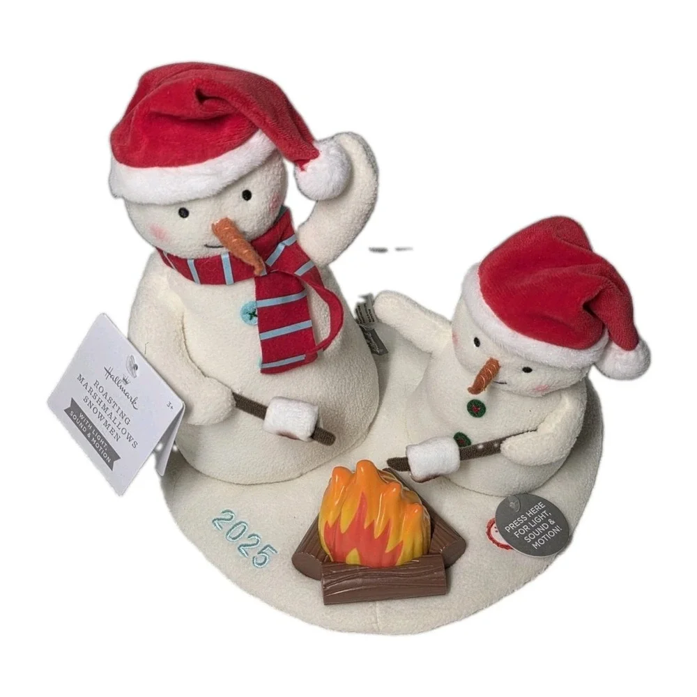 Hallmark Roasting Marshmallows Snowman 2025 Figurine Light Sound Motion